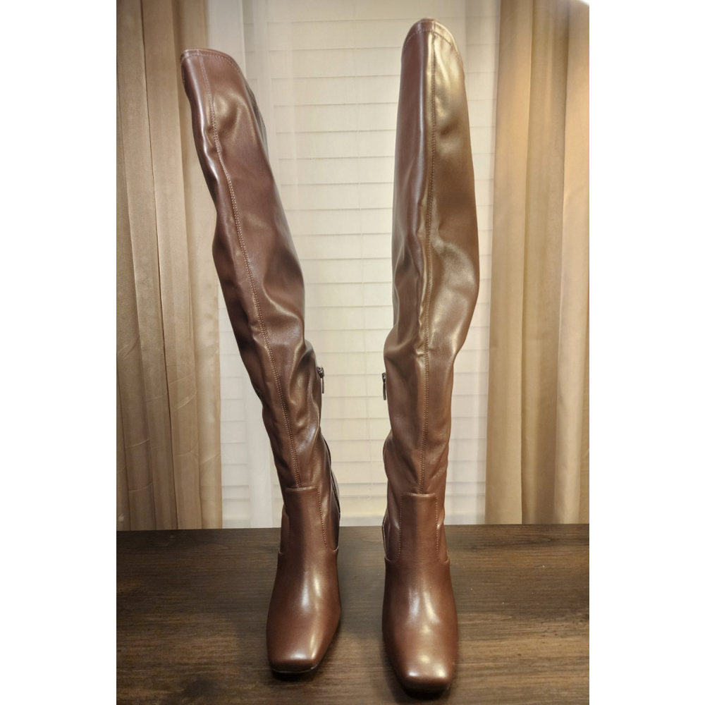 Sarto By Franco Sarto Over the Knee Block Boots 7.5 M WIDE Calf Chocolate Brown - Picture 8 of 16